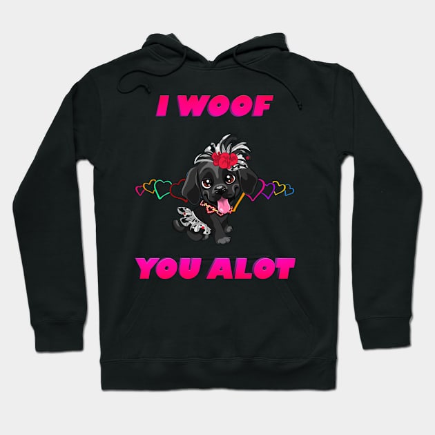 I woof you a lot pink text black lab labrador retriever Hoodie by Bullenbeisser.clothes